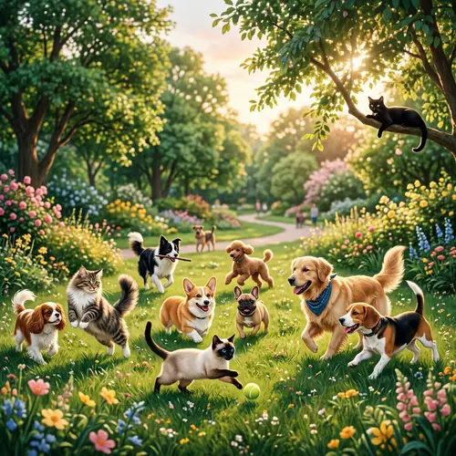Whimsical Pet Scene Background for Facebook