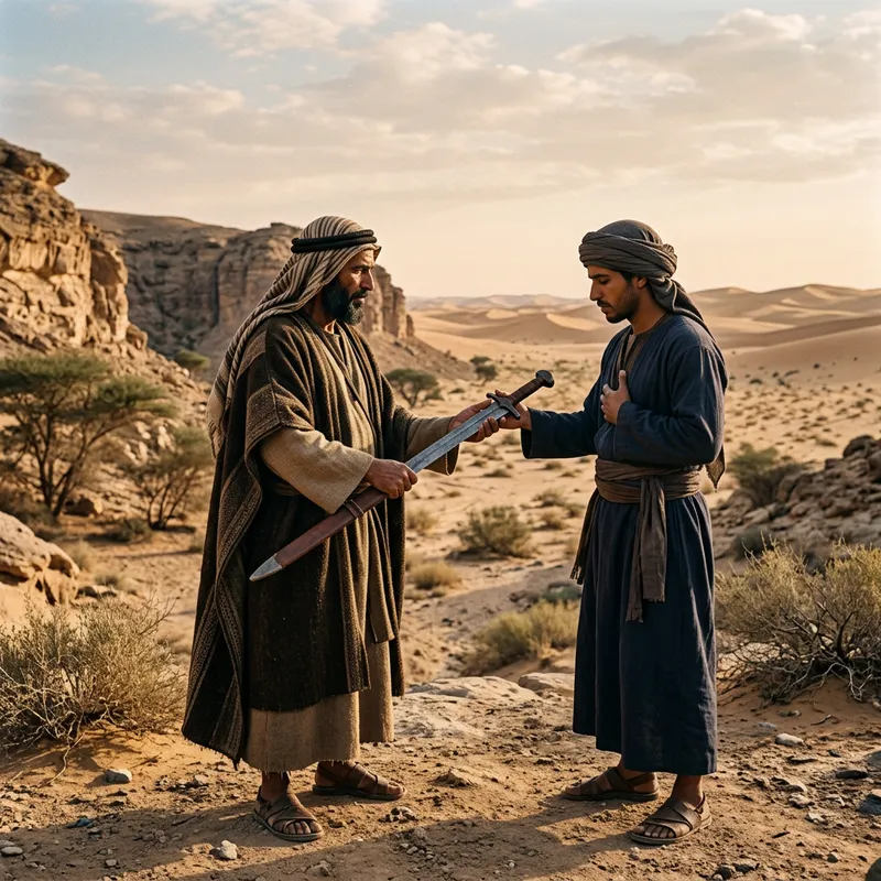 Desert Scene: Ancient Arab Serving Sword in Jahiliyyah Era