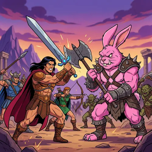 Fantasy Warriors Battle in 1980s Animation Style | Epic Showdown