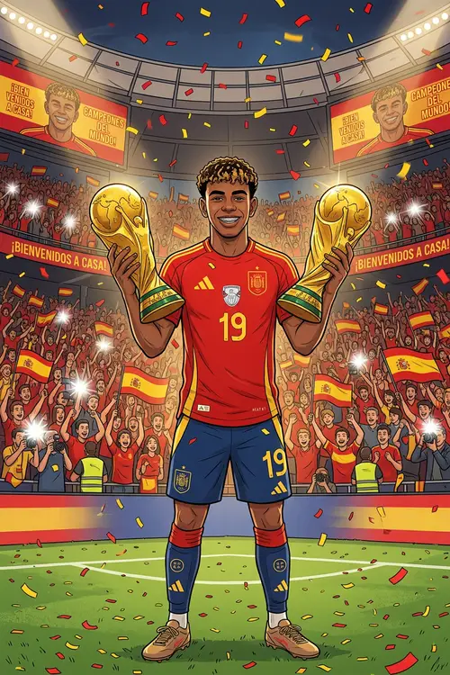 Celebrating Spain's Soccer Star: Two-Time World Champion