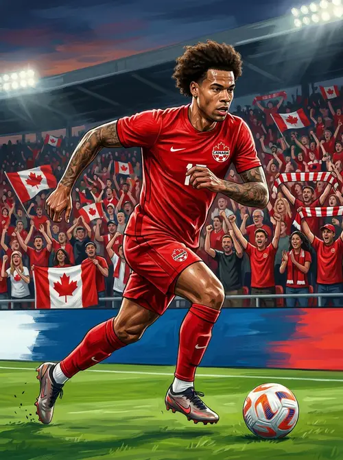 Dynamic Canadian Soccer Player in Action