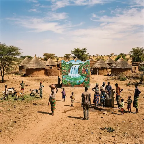 Water Symbol in African Desert Village - Life and Nurturing