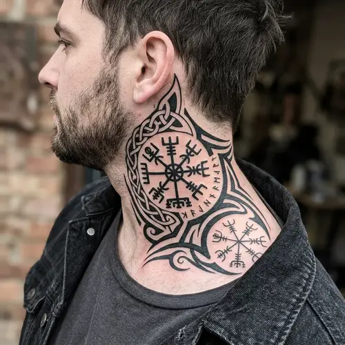 Viking Symbol Neck Tattoo: Tribal Designs & Meanings