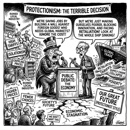 Political Cartoon on Economic Protectionism