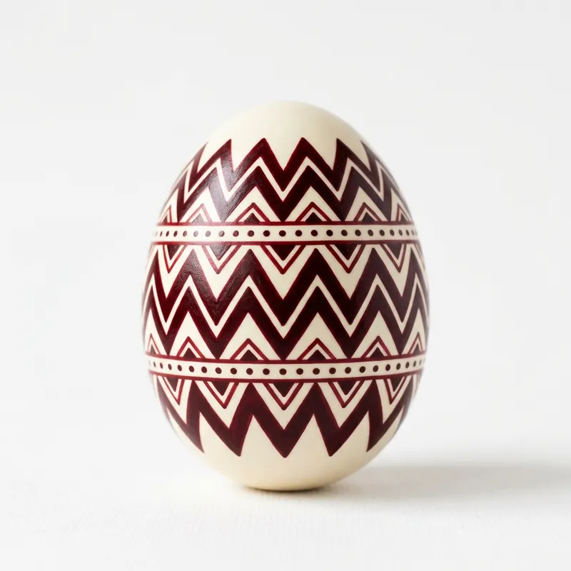 Dark Red Zigzag Easter Egg | 3D Image | White Background Dark Red Zigzag Easter Egg | 3D Image | White Background