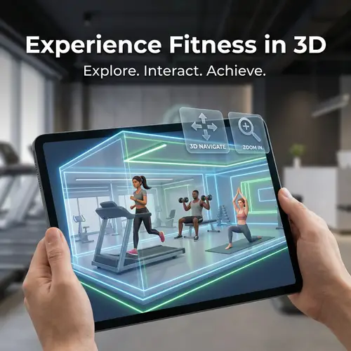 Interactive 3D Fitness Studio Tour: Explore Modern Equipment
