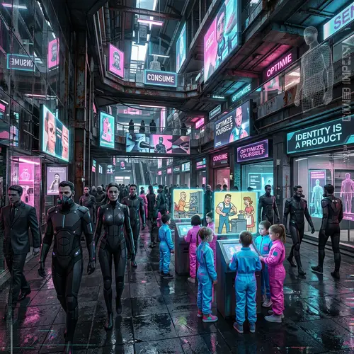 Dystopian Future Market Scene - Noir Science Fiction Genre