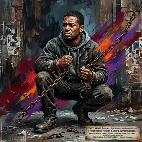 Social Realism Artwork: Male Victim Depiction Through Digital Mixed-Media