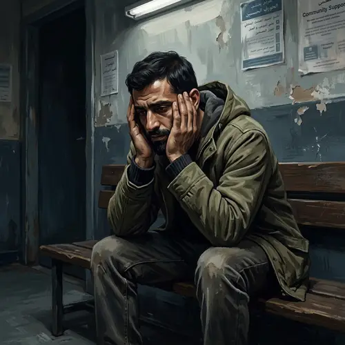 Powerful Social Realism Art: Distressed Middle-Eastern Male Figure Depicting Gender Equality