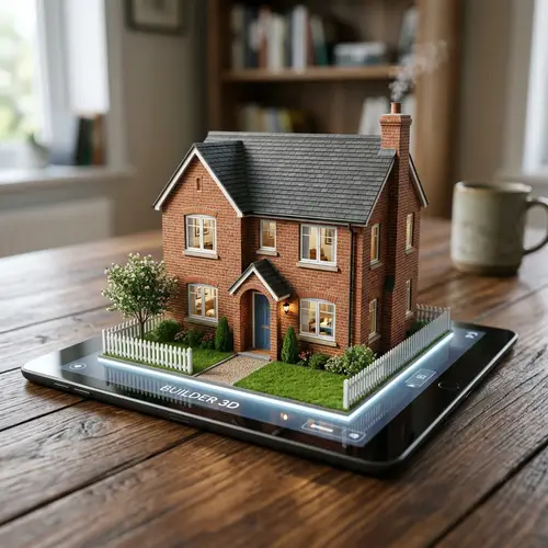 Realistic 3D House Model Emerging from Tablet
