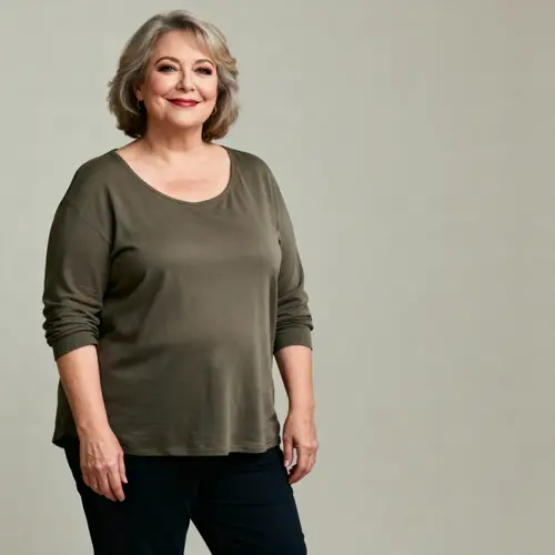 Smiling Caucasian Woman in Casual Outfit