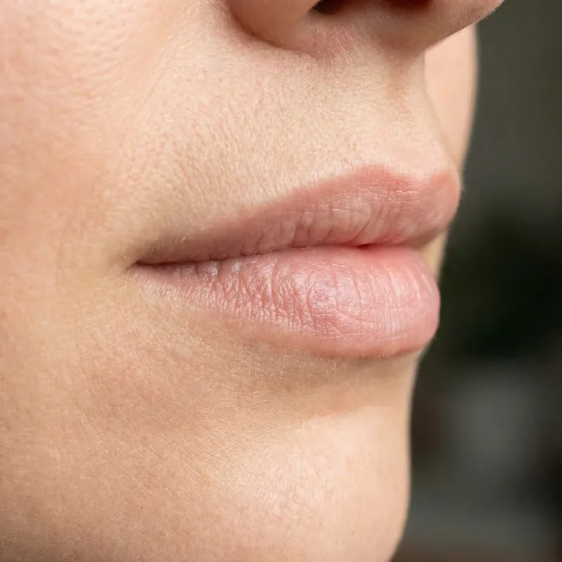 Profile of Woman's Lips: Natural Curve and Soft Texture