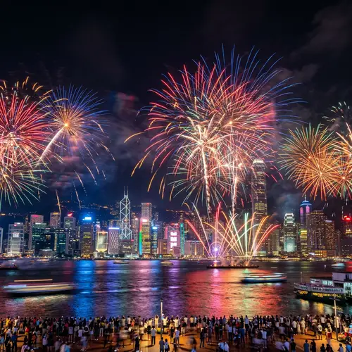Mesmerizing City Skyline Fireworks Display for Celebratory Events