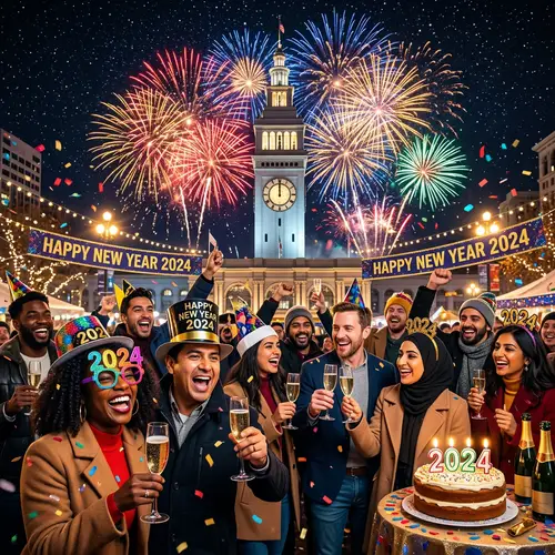 Celebrate New Year 2024 with Festive Fireworks & Cheers