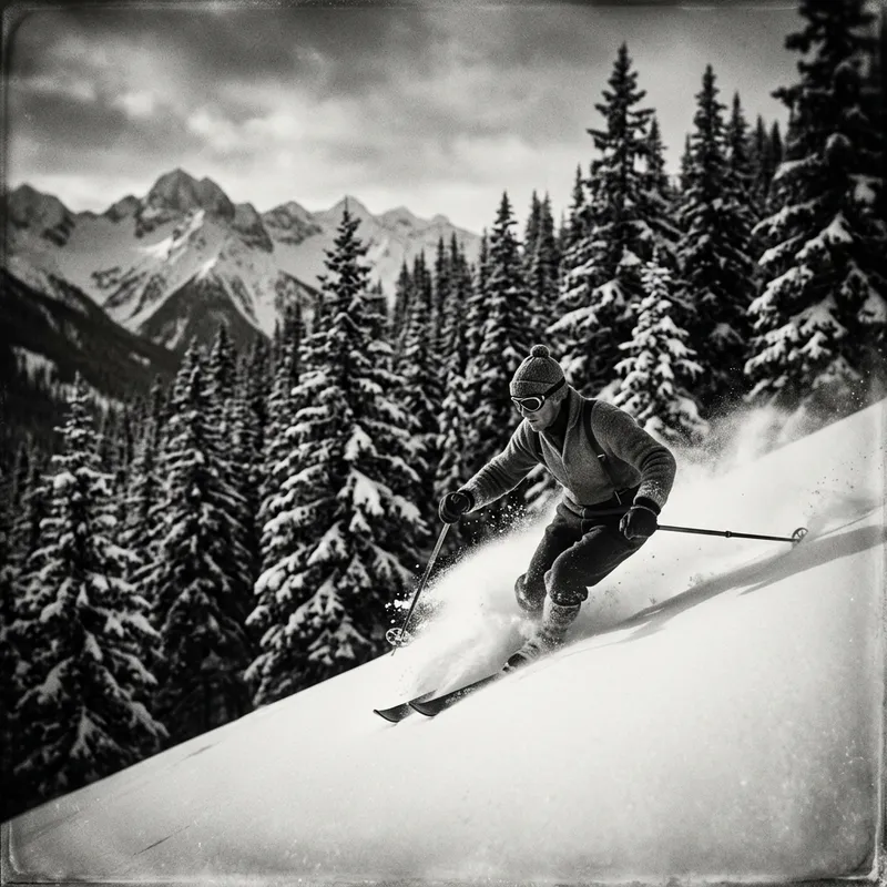 Thrilling Winter Moment: Skier Gliding Through Snow | Action Sports Photography
