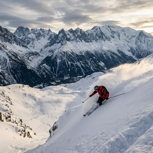 Expert Skier in Breathtaking Winter Scene