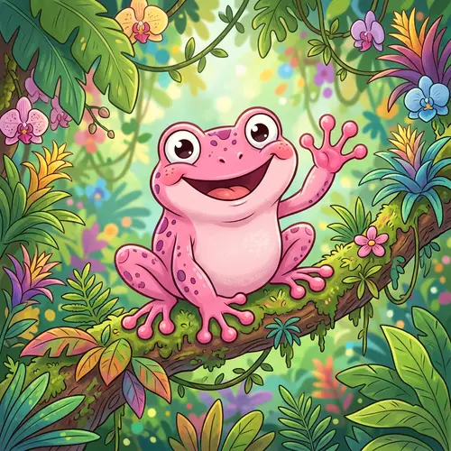 Cartoonish Happy Pink Tree Frog - Fun & Cute Design