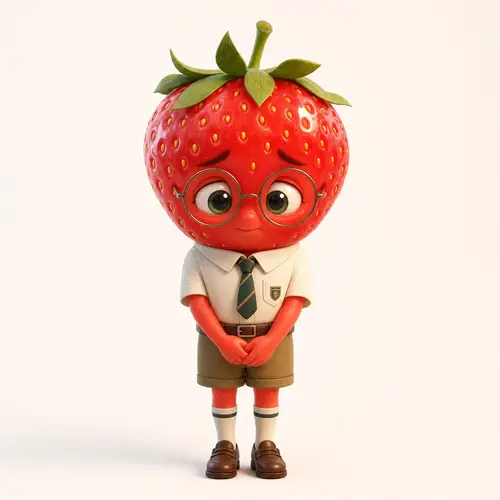 Adorable Cartoon Strawberry Character | Pixar-Style Render