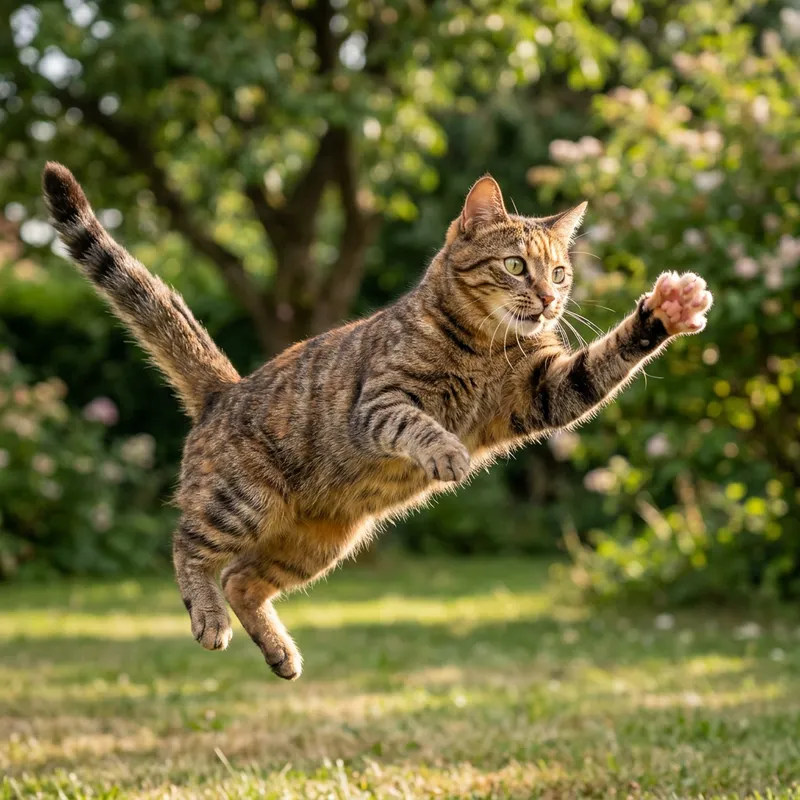 Sprightly Tabby Cat Dancing | Joyful Feline Leaping Sprightly Tabby Cat Dancing | Joyful Feline Leaping