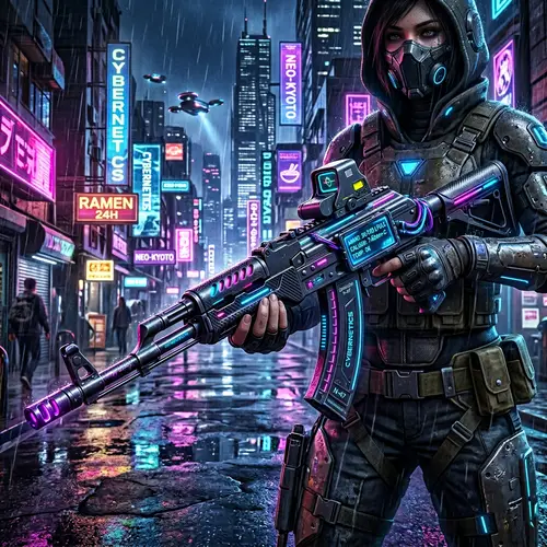 Futuristic Cyberpunk AK 47 Inspired Scene