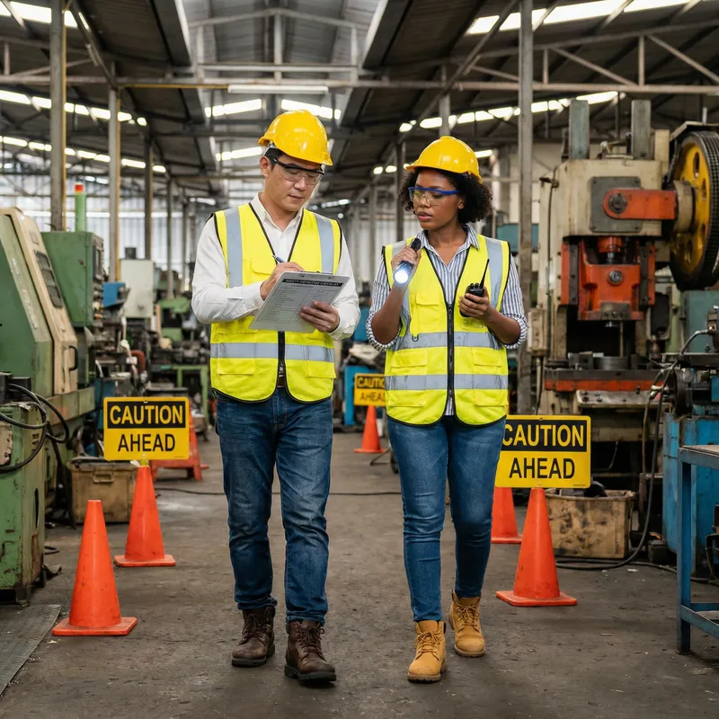 Expert Safety Officials for Factory Regulations - Inspection Scene