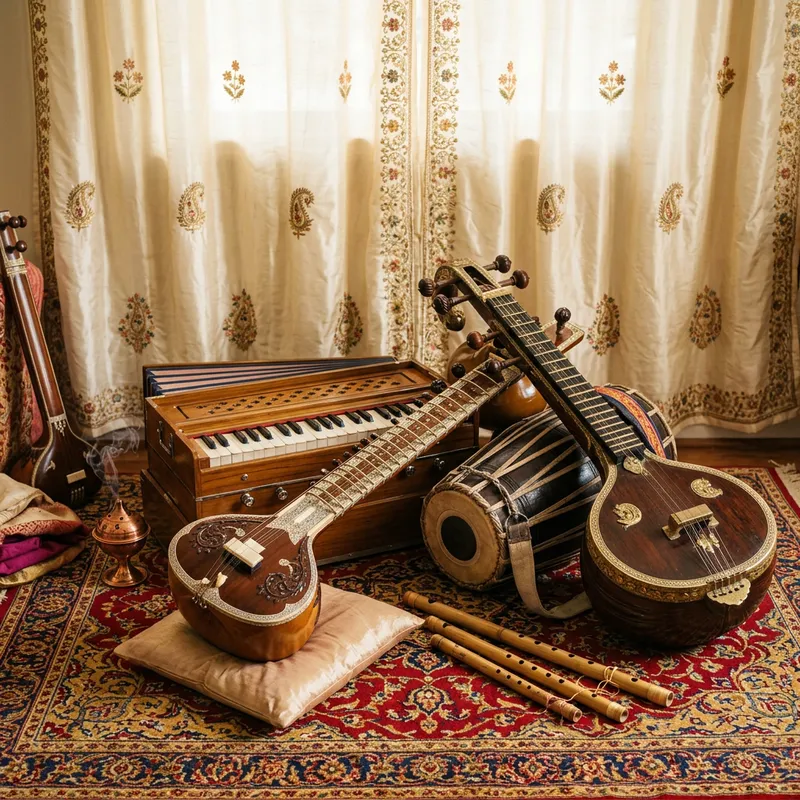 Indian Classical Instruments - Creative Display of Musical Tools