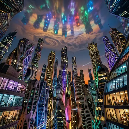 Abstract Skyscraper City | Colorful & Diverse Urban Landscape