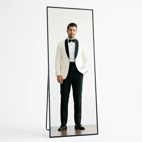 Stylish White Tuxedo with Black Pants