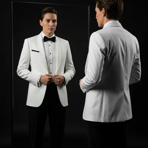 Stylish White Tuxedo with Black Pants