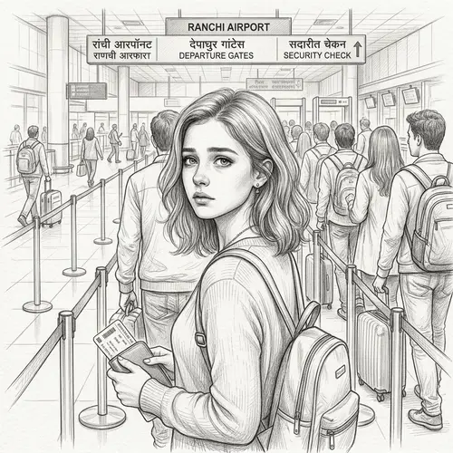 Emotive Pencil Sketch of Ranchi Airport Departure
