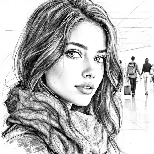 Emotive Pencil Sketch of Ranchi Airport Departure