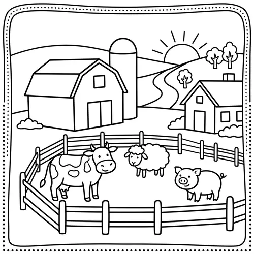 Children's Coloring Book - Farm Outlines
