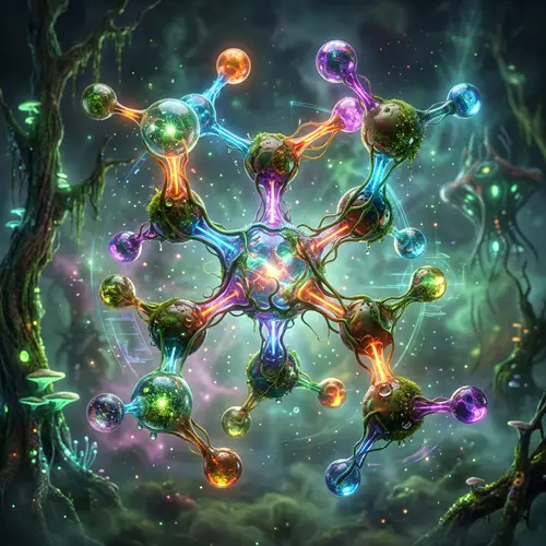 3D Swamp Molecule: Dreamlike & Contrasting Molecular Structure