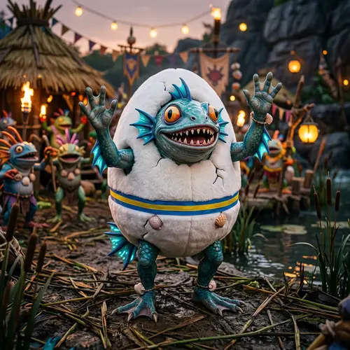 Murloc in Egg Costume for Fanciful Celebration