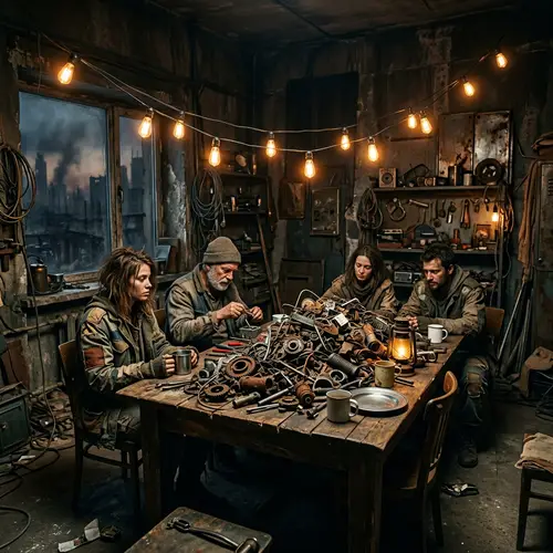 Dystopian Dining Room with Warm Ambience