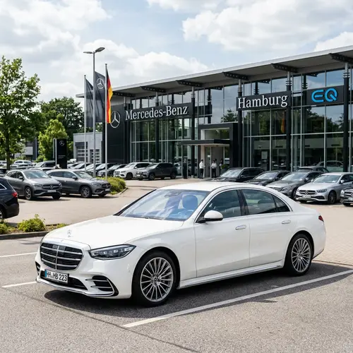 White Mercedes Benz in Daylight - Car Dealership