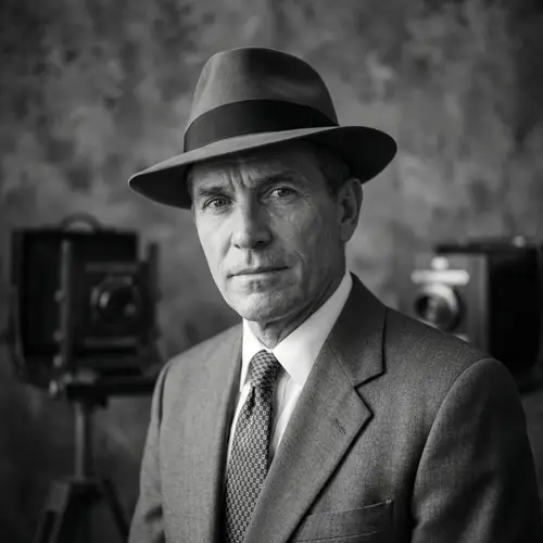 Stylish Hollywood-inspired Portraits: Confident Male in Monochrome