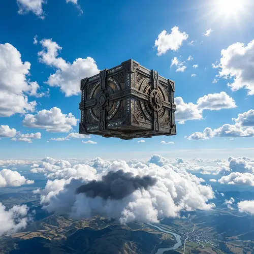 Gbox Floating in a Clear Blue Sky