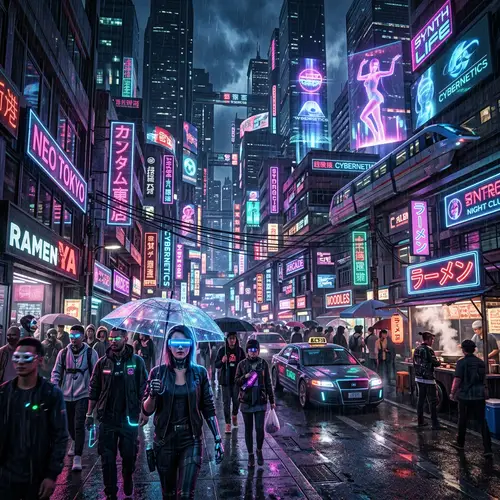 Neon City Cyberpunk: Vibrant Life and Color in Futuristic Metropolis