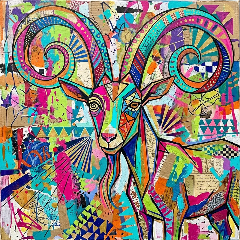 Abstract Goat: Rhythmic Design & Vibrant Colors Abstract Goat: Rhythmic Design & Vibrant Colors