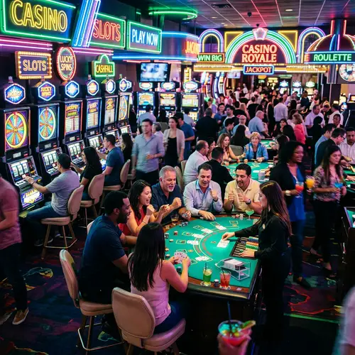 Vibrant Neon Casino Scene | Engrossing Card Games & Slot Machines