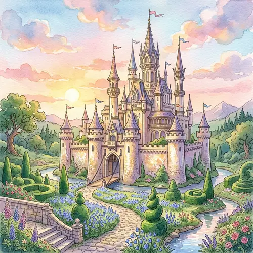 Enchanting Fantasy Castle Illustration | Watercolor Art