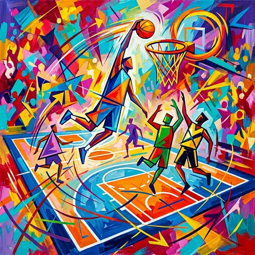 Colorful Abstract Basketball Scene | Spirited Athletic Competition