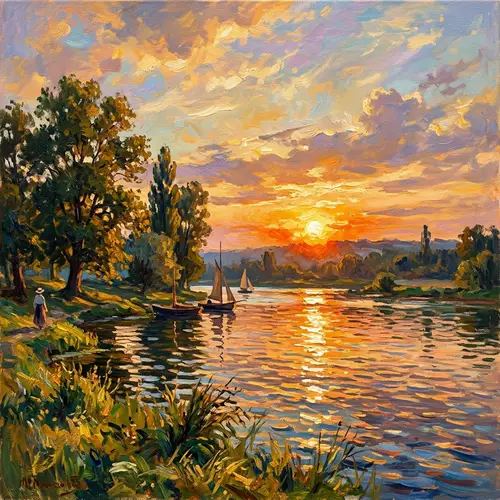 Radiant Sunset Painting | Impressionist Style Artwork