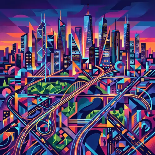 Abstract Cityscape Art | Urban Skyline & Skyscrapers