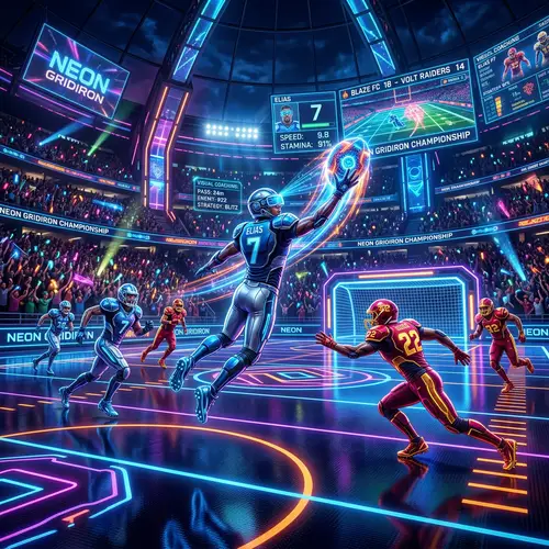 Futuristic Sports Scene: High-Tech Players and Innovative Gear