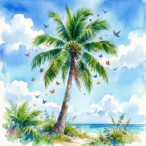 Vibrant Palm Tree Watercolor Painting | Nature-Inspired Art