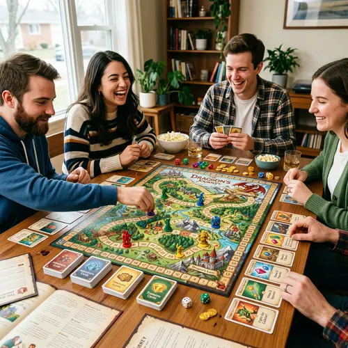 Lively Board Game Fun | Colorful Game Pieces & Cards