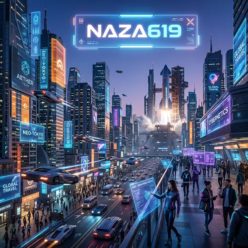 NAZA619: Futuristic Sci-Fi City with Flying Vehicles & Holographic Interfaces