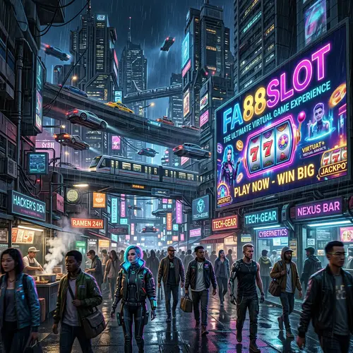 FA88SLOT: Futuristic Cyberpunk Cityscape